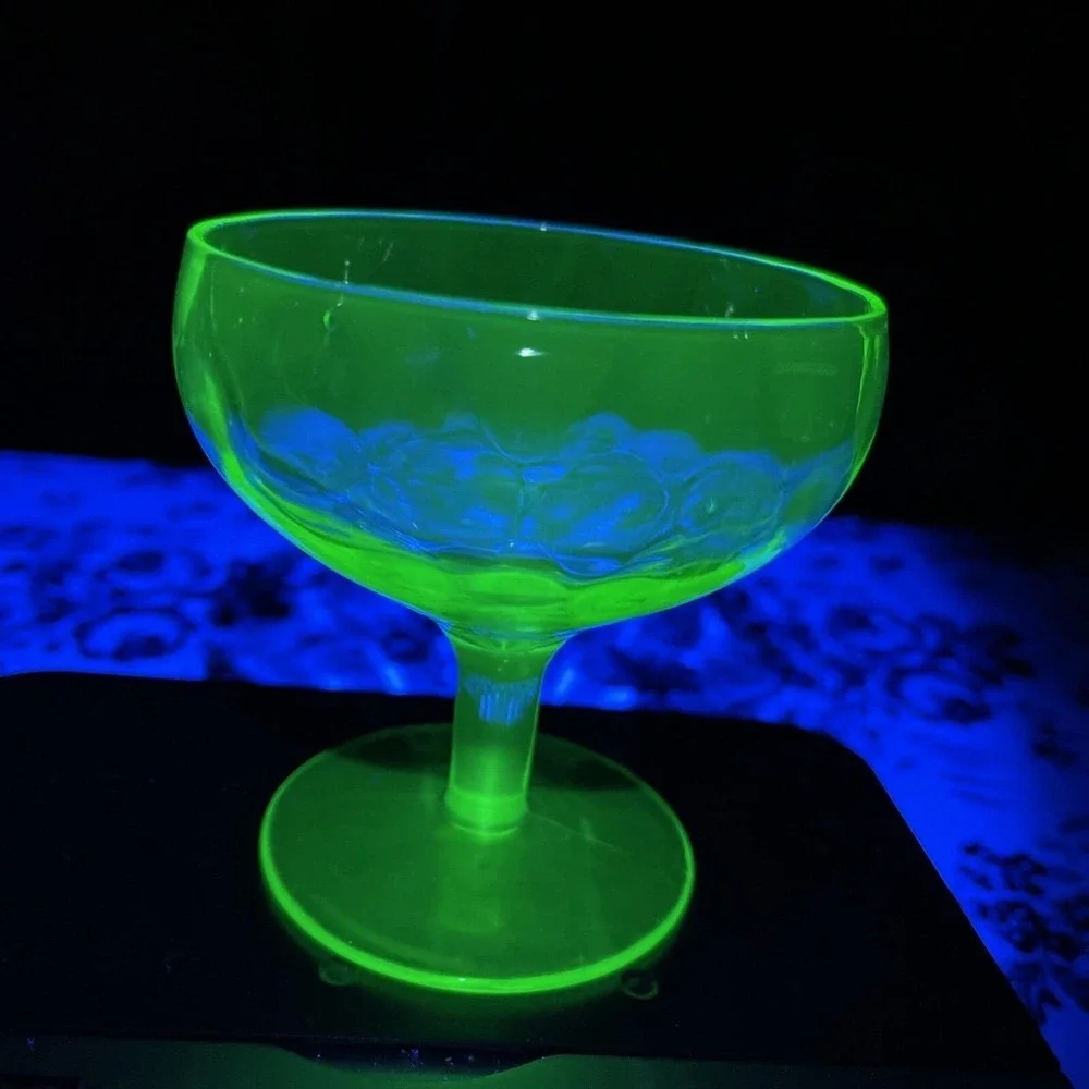 Federal Glass Green Depression Low Sherbet stem 3-1/2